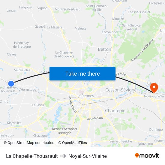 La Chapelle-Thouarault to Noyal-Sur-Vilaine map