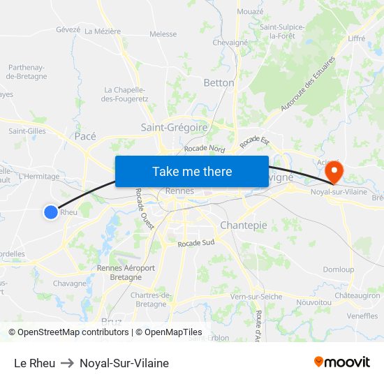 Le Rheu to Noyal-Sur-Vilaine map