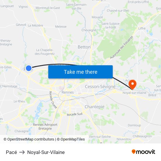 Pacé to Noyal-Sur-Vilaine map