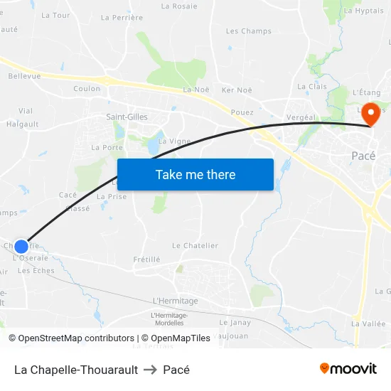 La Chapelle-Thouarault to Pacé map