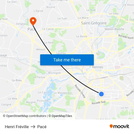 Henri Fréville to Pacé map