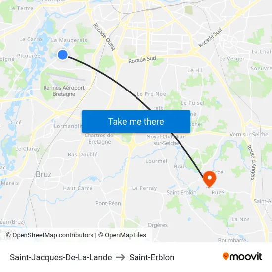Saint-Jacques-De-La-Lande to Saint-Erblon map