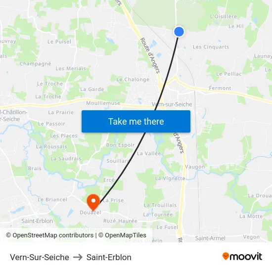 Vern-Sur-Seiche to Saint-Erblon map