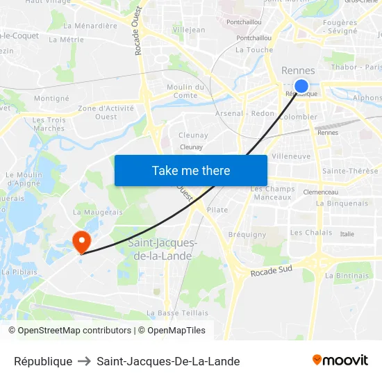 République to Saint-Jacques-De-La-Lande map