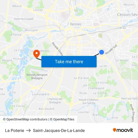 La Poterie to Saint-Jacques-De-La-Lande map