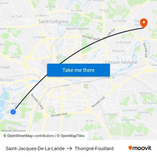 Saint-Jacques-De-La-Lande to Thorigné-Fouillard map