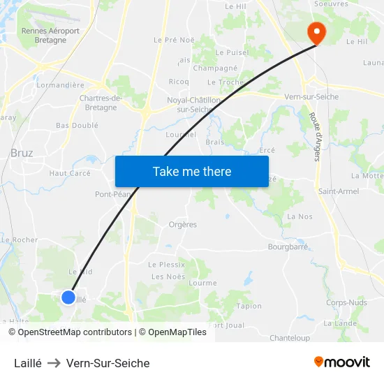 Laillé to Vern-Sur-Seiche map