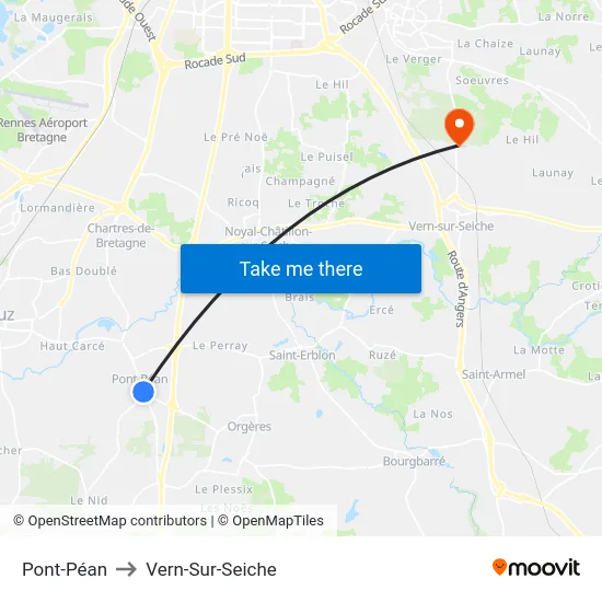 Pont-Péan to Vern-Sur-Seiche map