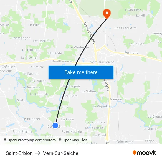 Saint-Erblon to Vern-Sur-Seiche map