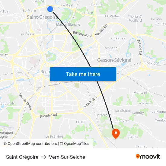Saint-Grégoire to Vern-Sur-Seiche map