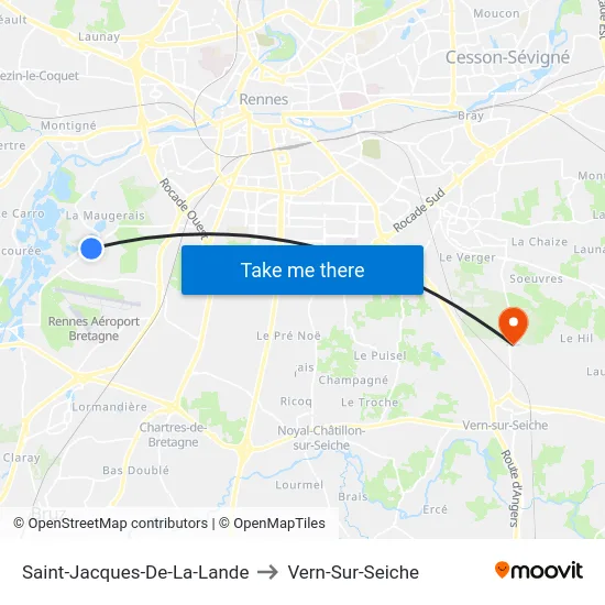 Saint-Jacques-De-La-Lande to Vern-Sur-Seiche map