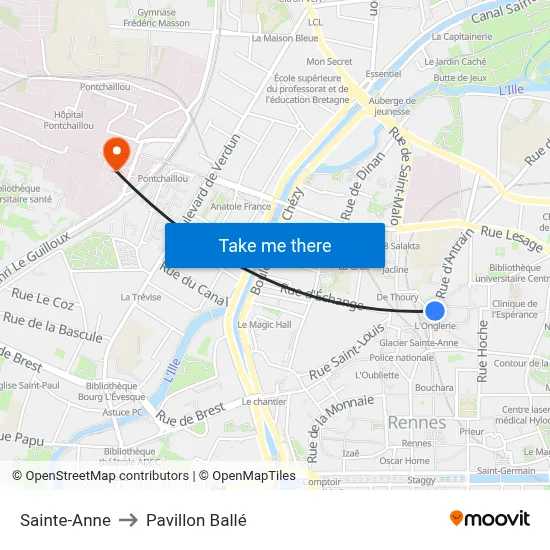 Sainte-Anne to Pavillon Ballé map