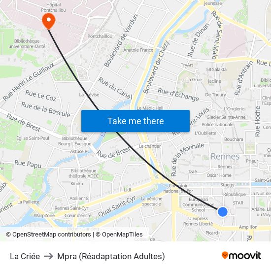 La Criée to Mpra (Réadaptation Adultes) map