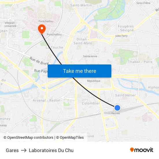 Gares to Laboratoires Du Chu map