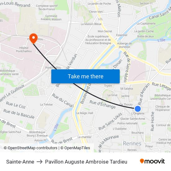 Sainte-Anne to Pavillon Auguste Ambroise Tardieu map