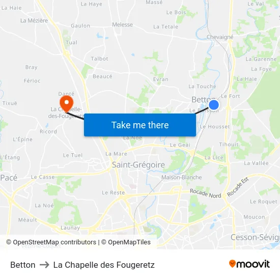 Betton to La Chapelle des Fougeretz map