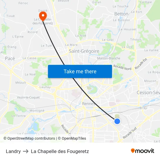 Landry to La Chapelle des Fougeretz map