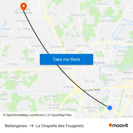 Bellangerais to La Chapelle des Fougeretz map