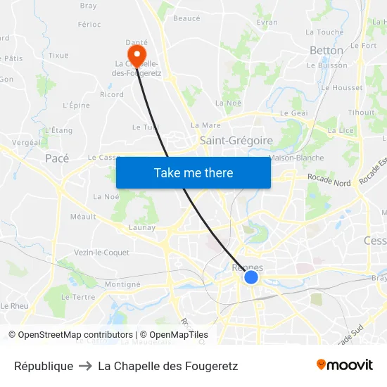 République to La Chapelle des Fougeretz map