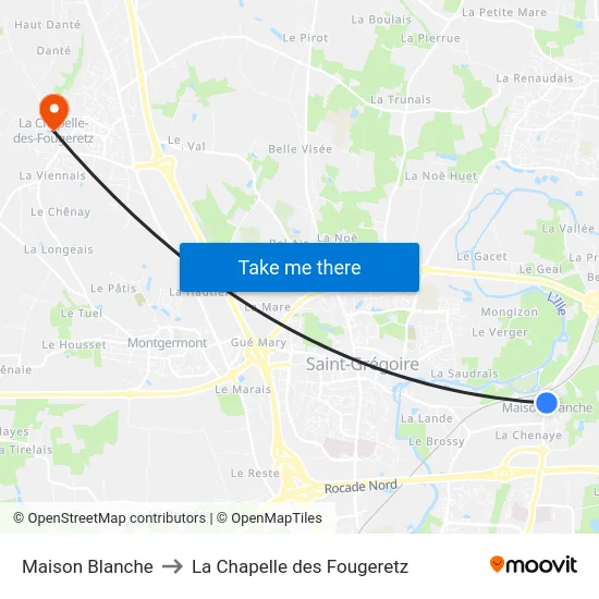 Maison Blanche to La Chapelle des Fougeretz map