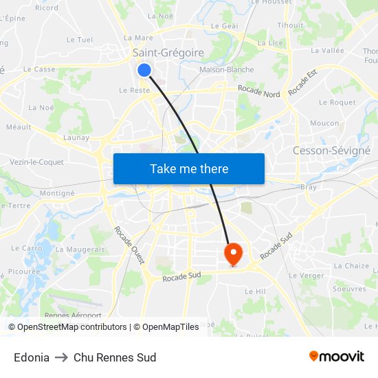 Edonia to Chu Rennes Sud map