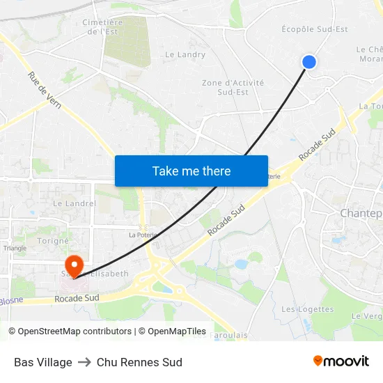 Bas Village to Chu Rennes Sud map