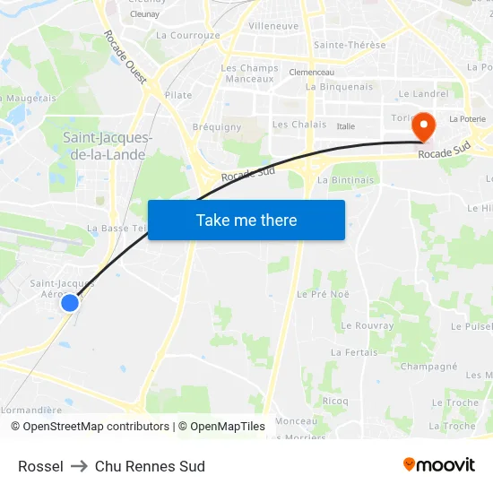 Rossel to Chu Rennes Sud map