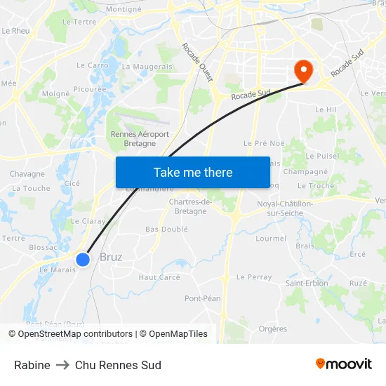 Rabine to Chu Rennes Sud map