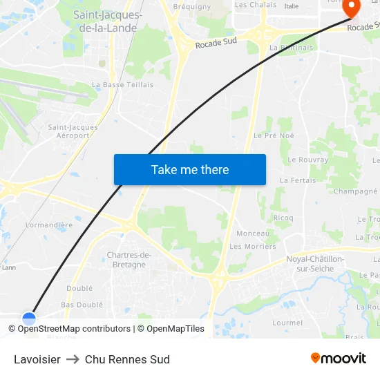 Lavoisier to Chu Rennes Sud map