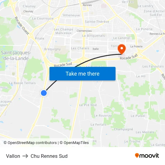 Vallon to Chu Rennes Sud map