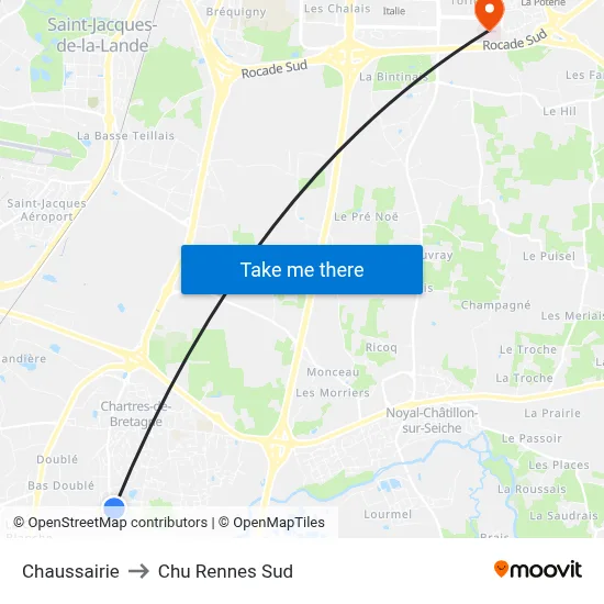 Chaussairie to Chu Rennes Sud map