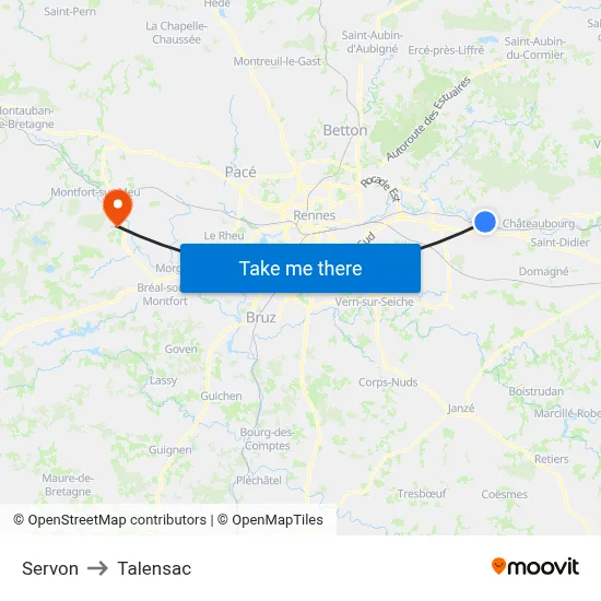Servon to Talensac map