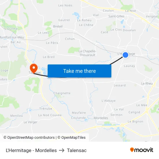 L'Hermitage - Mordelles to Talensac map