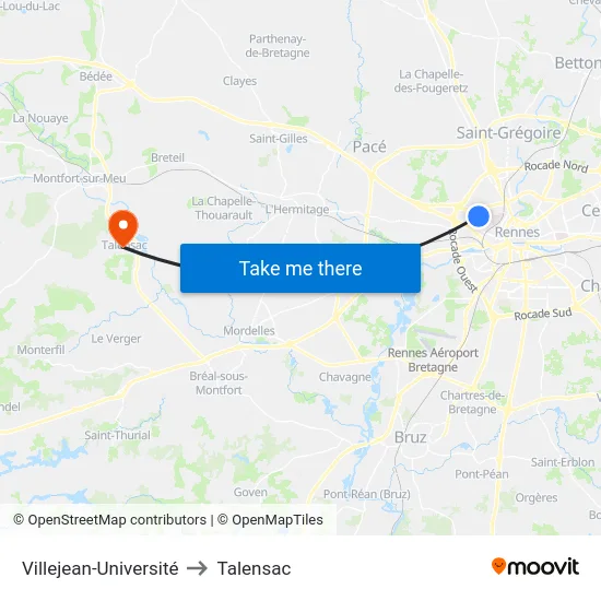 Villejean-Université to Talensac map