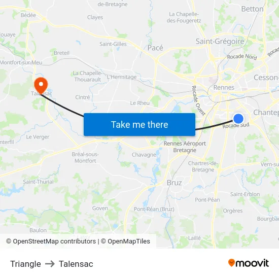 Triangle to Talensac map