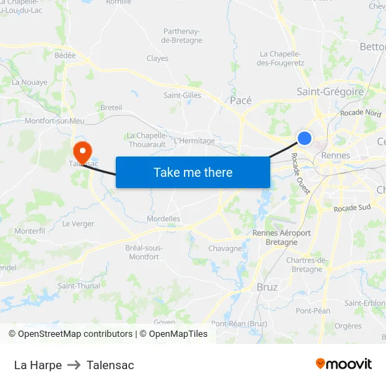 La Harpe to Talensac map