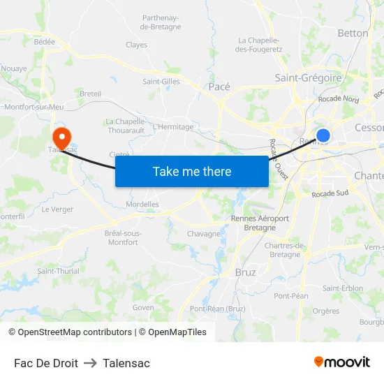 Fac De Droit to Talensac map