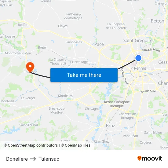 Donelière to Talensac map