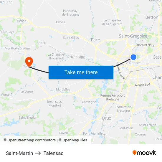 Saint-Martin to Talensac map