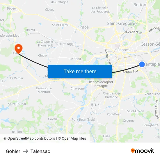 Gohier to Talensac map