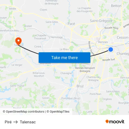 Piré to Talensac map