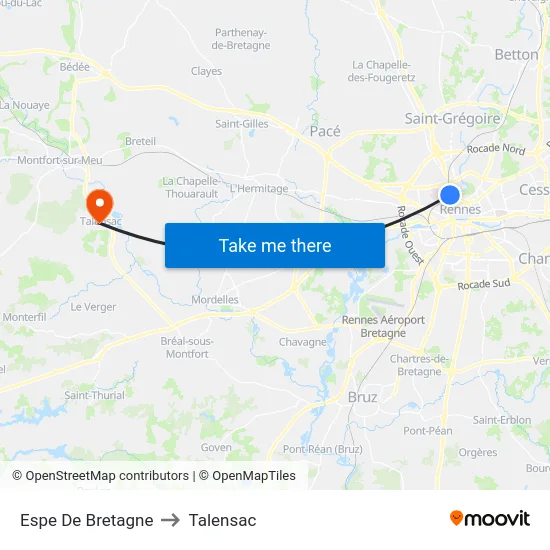 Espe De Bretagne to Talensac map