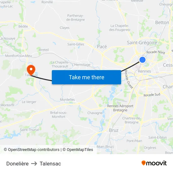 Donelière to Talensac map
