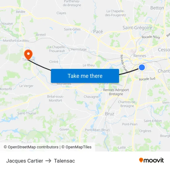 Jacques Cartier to Talensac map