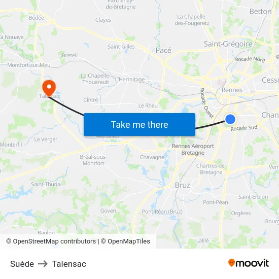 Suède to Talensac map