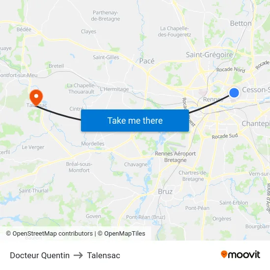 Docteur Quentin to Talensac map