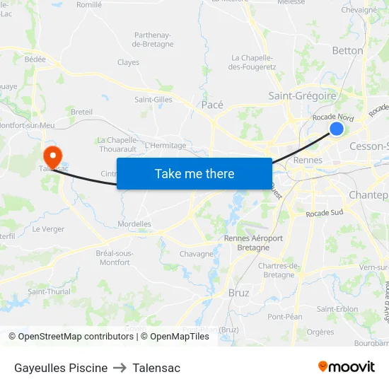 Gayeulles Piscine to Talensac map