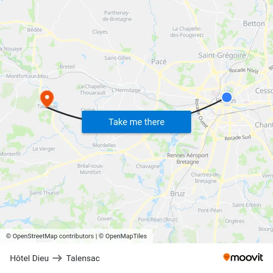 Hôtel Dieu to Talensac map
