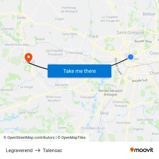 Legraverend to Talensac map