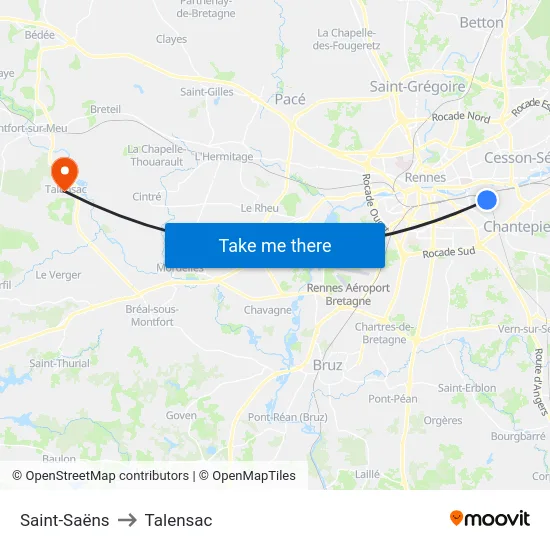 Saint-Saëns to Talensac map